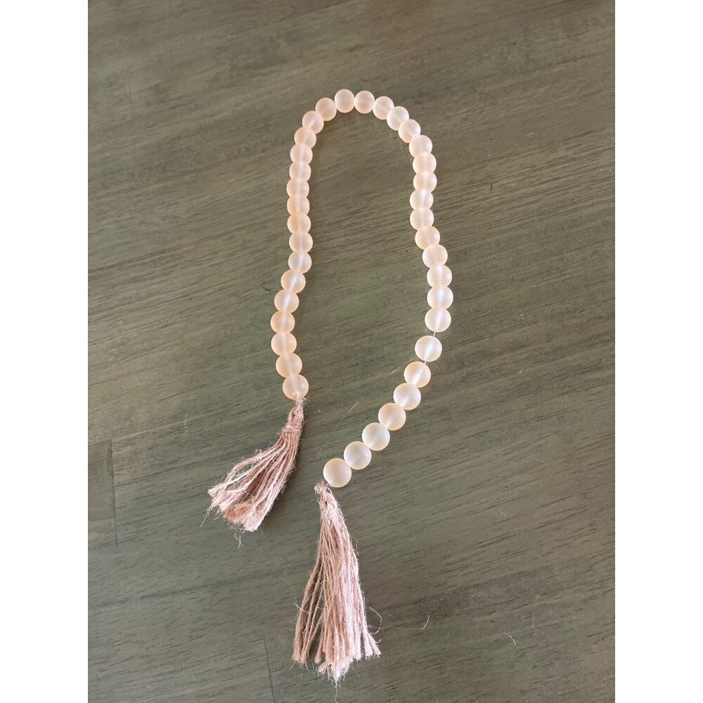 Handcrafted Decorative Frosted Bead Garland With Jute Tassels For Boho Chic Home